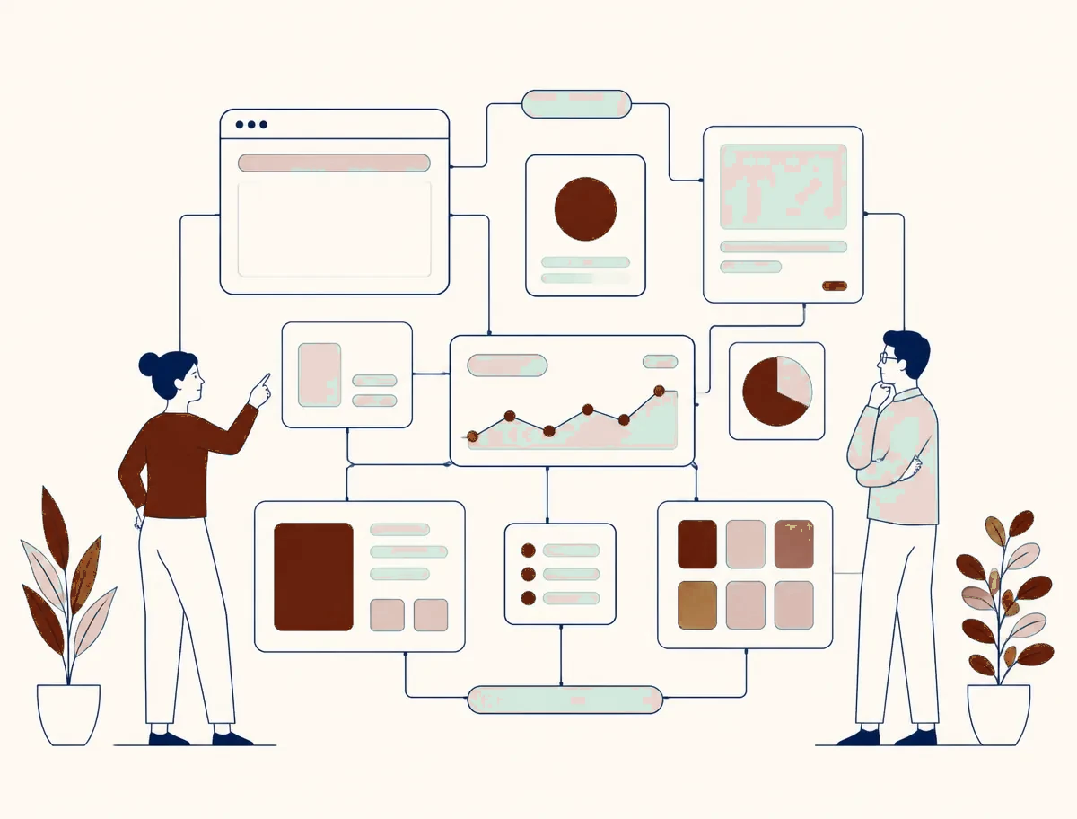 Illustration of the Softra platform showing payroll, people and hiring in one view